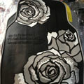 Classic Rose Flower Universal Automotive Carpet Car Floor Mats Rubber 5pcs Sets - Black